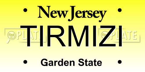 TIRMIZI New Jersey License Plate