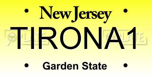 TIRONA1 New Jersey License Plate