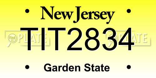 TIT2834 New Jersey License Plate