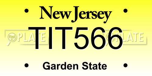 TIT566 New Jersey License Plate