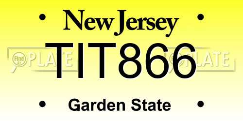 TIT866 New Jersey License Plate