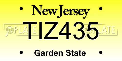 TIZ435 New Jersey License Plate
