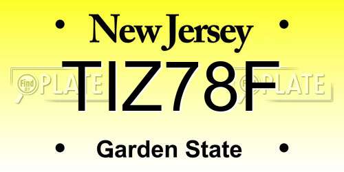 TIZ78F New Jersey License Plate
