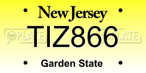 TIZ866 New Jersey License Plate