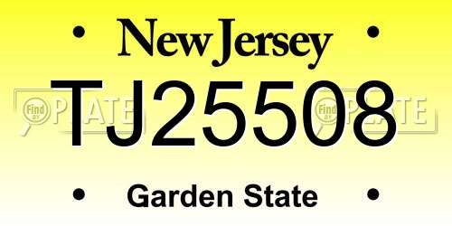 TJ25508 New Jersey License Plate