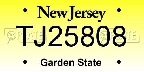 TJ25808 New Jersey License Plate