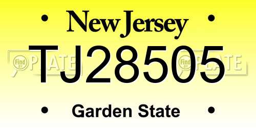 TJ28505 New Jersey License Plate