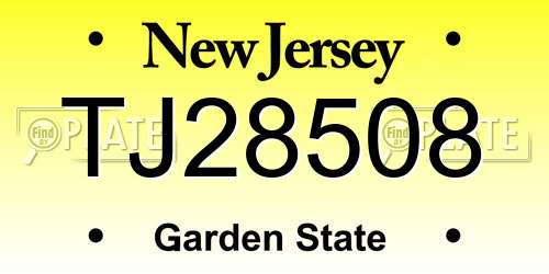 TJ28508 New Jersey License Plate