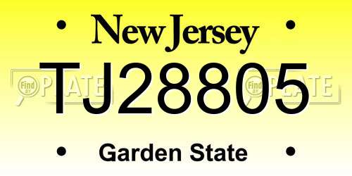 TJ28805 New Jersey License Plate