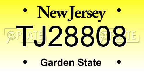 TJ28808 New Jersey License Plate