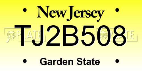 TJ2B508 New Jersey License Plate