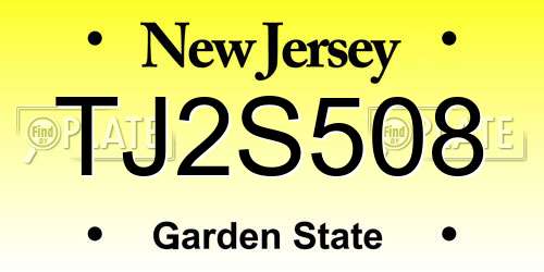 TJ2S508 New Jersey License Plate