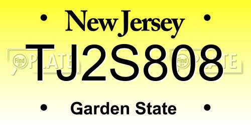 TJ2S808 New Jersey License Plate