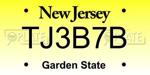 TJ3B7B New Jersey License Plate