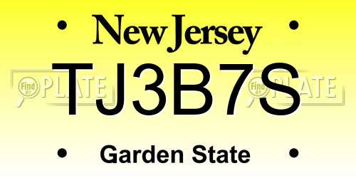 TJ3B7S New Jersey License Plate