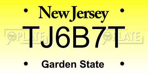 TJ6B7T New Jersey License Plate