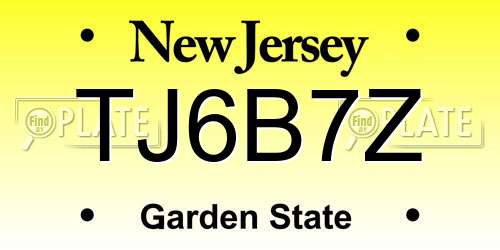 TJ6B7Z New Jersey License Plate