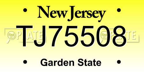 TJ75508 New Jersey License Plate