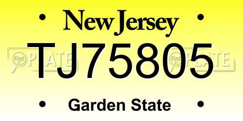 TJ75805 New Jersey License Plate