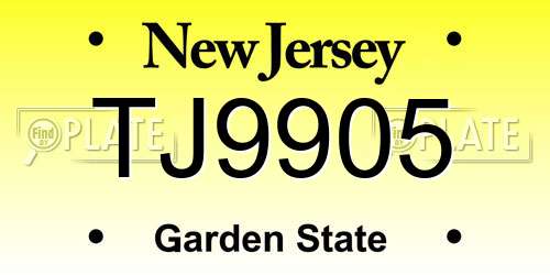 TJ9905 New Jersey License Plate