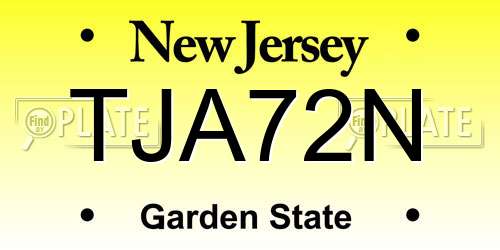 TJA72N New Jersey License Plate