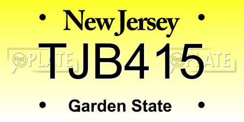 TJB415 New Jersey License Plate