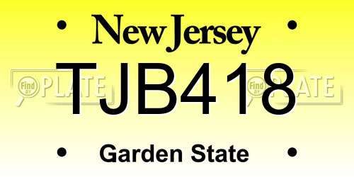 TJB418 New Jersey License Plate