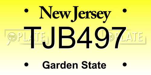 TJB497 New Jersey License Plate