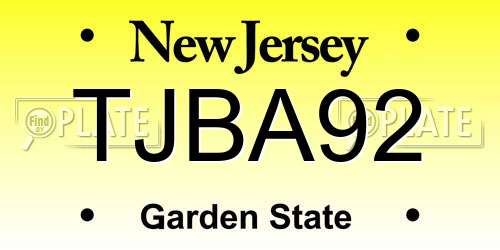 TJBA92 New Jersey License Plate