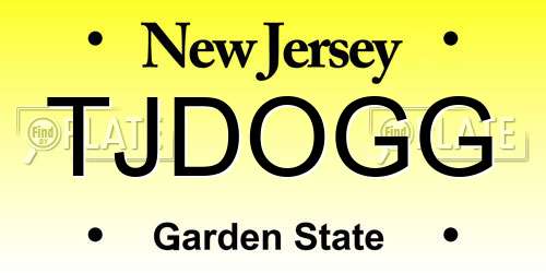 TJDOGG New Jersey License Plate
