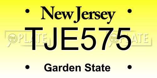 TJE575 New Jersey License Plate