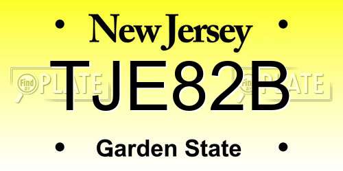 TJE82B New Jersey License Plate