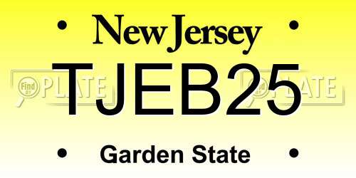 TJEB25 New Jersey License Plate