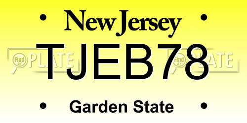 TJEB78 New Jersey License Plate