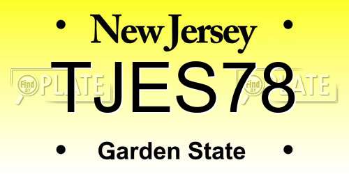TJES78 New Jersey License Plate