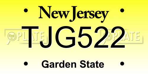 TJG522 New Jersey License Plate