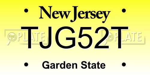 TJG52T New Jersey License Plate