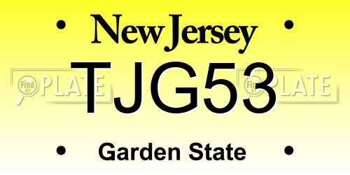 TJG53 New Jersey License Plate