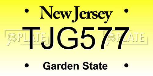 TJG577 New Jersey License Plate