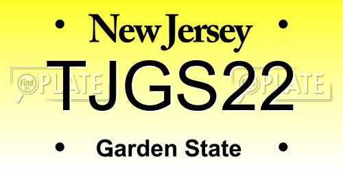 TJGS22 New Jersey License Plate