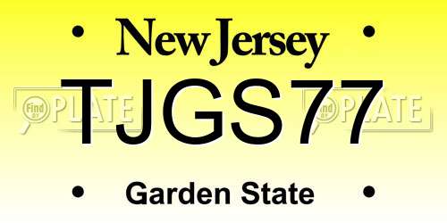 TJGS77 New Jersey License Plate