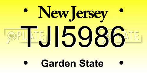TJI5986 New Jersey License Plate