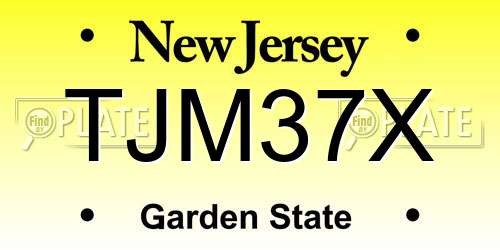 TJM37X New Jersey License Plate