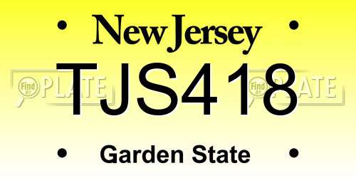 TJS418 New Jersey License Plate