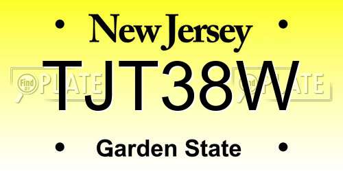 TJT38W New Jersey License Plate