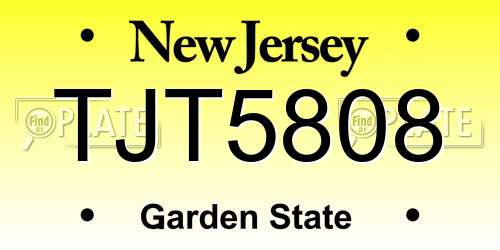 TJT5808 New Jersey License Plate
