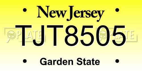 TJT8505 New Jersey License Plate