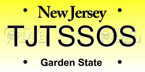 TJTSSOS New Jersey License Plate