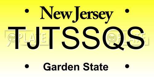 TJTSSQS New Jersey License Plate