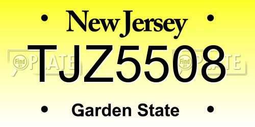 TJZ5508 New Jersey License Plate